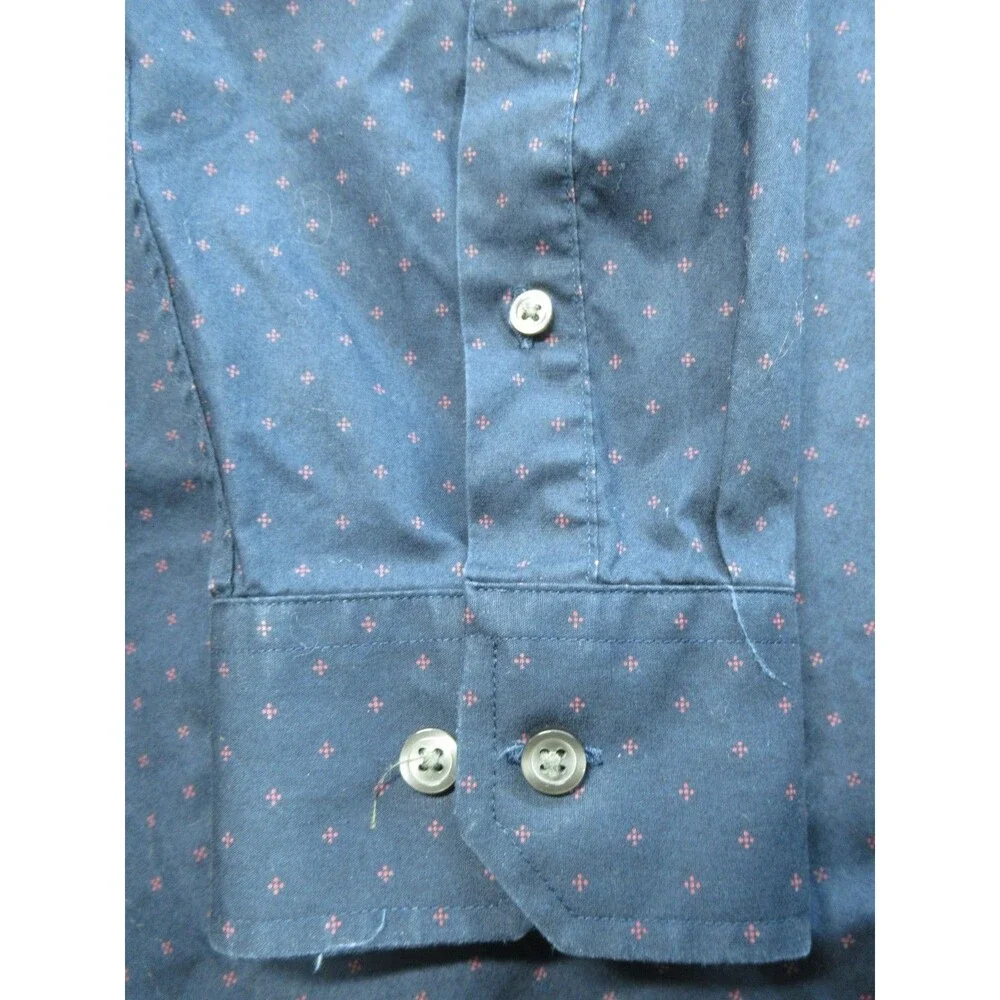 Banana Republic Shirt Mens XL 17-17.5 Slim Fit Non-Iron Geometric Blue Long Slv.
